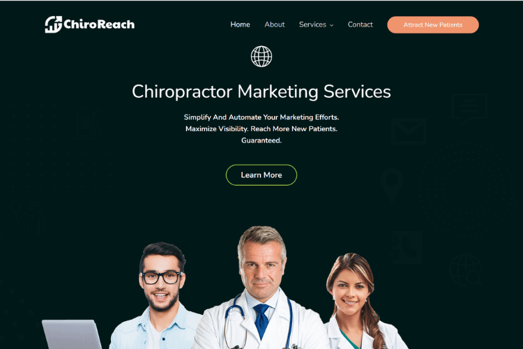 Homepage of ChiroReach Website 